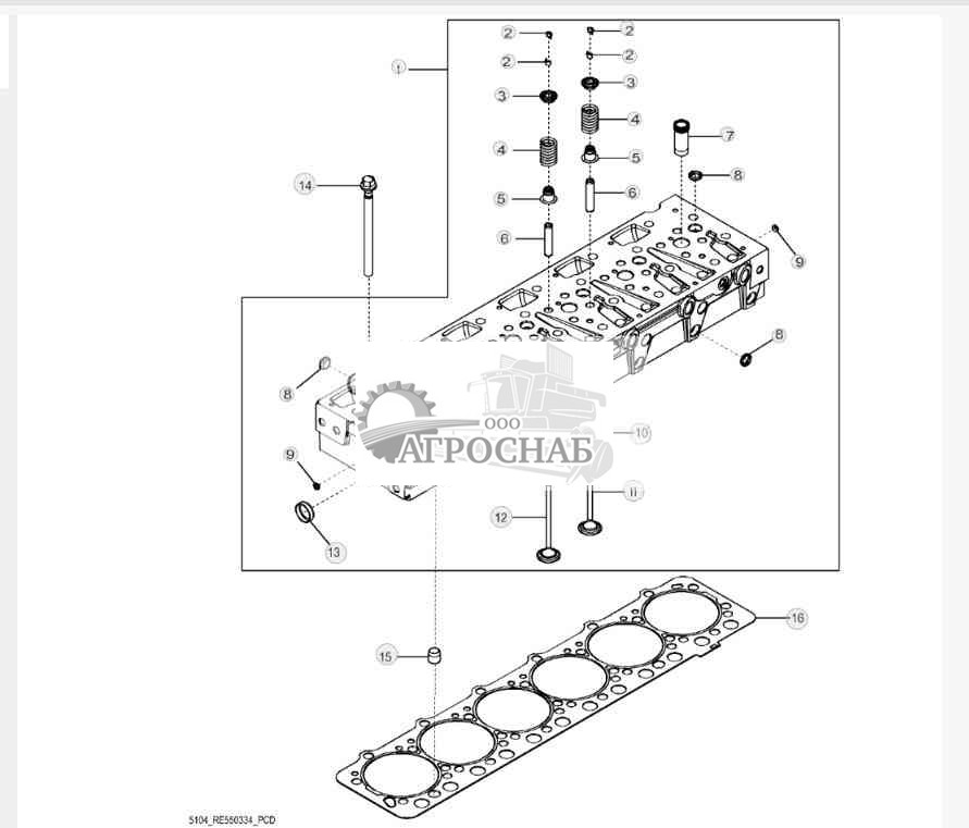 5104 Головка блока цилиндров с клапанами 